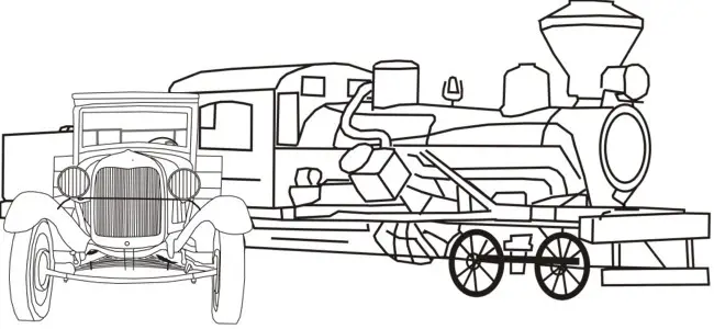 Antique Truck and Steam Locomotive outline