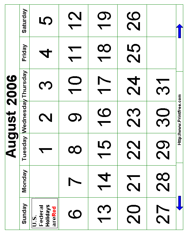 Bold August 2006 Calendar Image