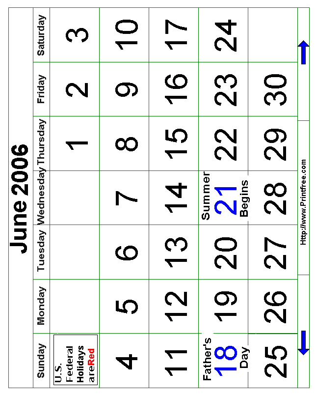 Bold June 2006 calendar image