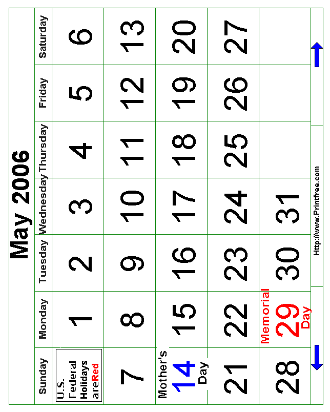 Bold May 2006 Calendar Image
