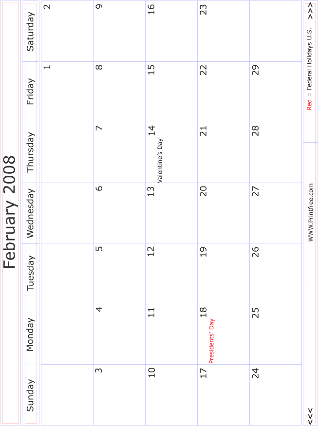 February 2008 Calendar