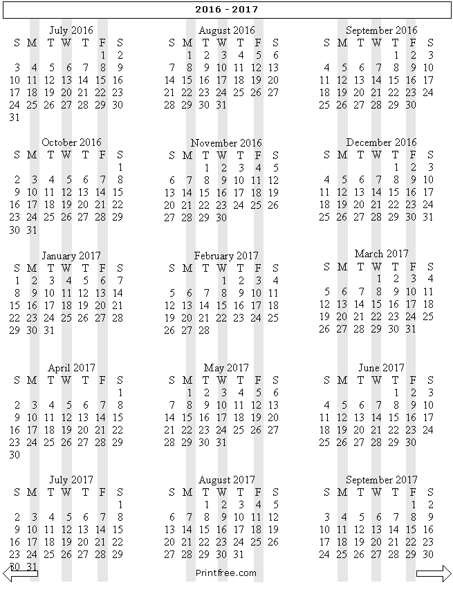 15 month school year calendar 2016-2017