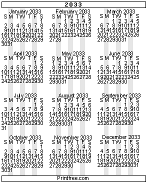 small 2033 gif calendar