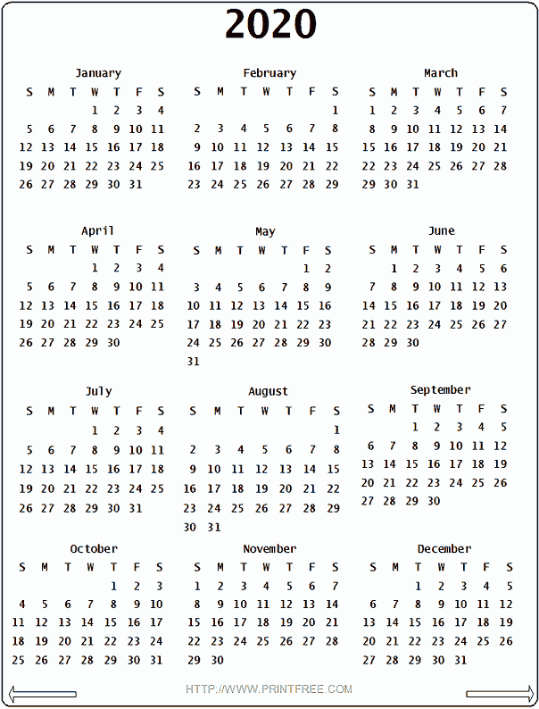 2020 Calendar