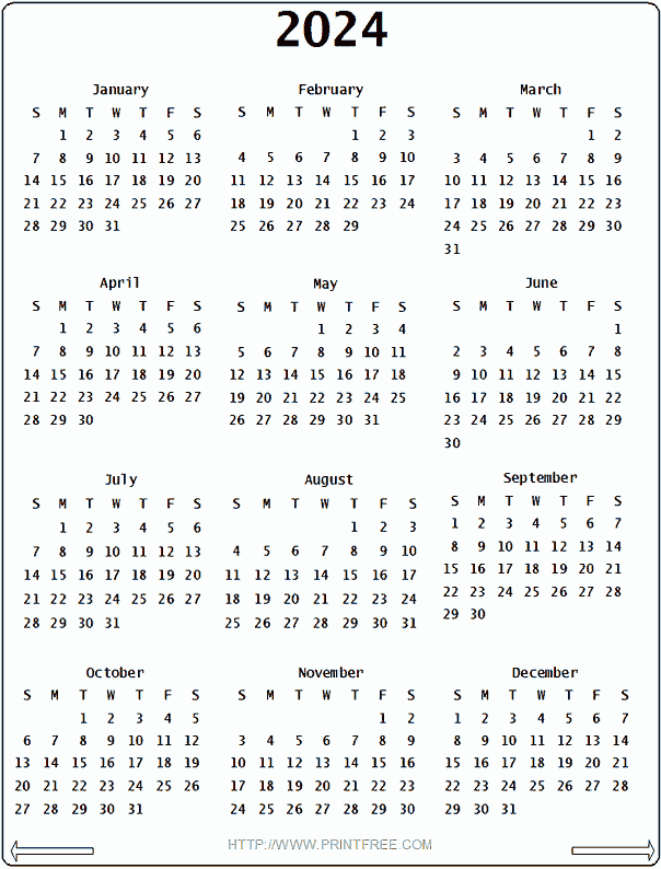 2024 Printable Calendar One Page Printable World Holiday