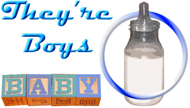 They're Boys! half fold baby announcement card