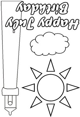 Happy July Birthday coloring card