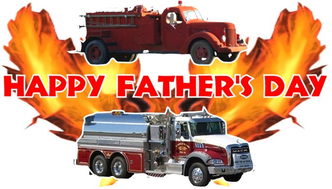Happy Fathers Day fire engines half fold card image