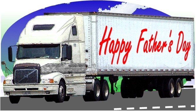 Fathers Day semi truck half fold card image