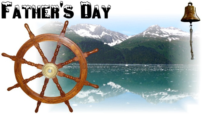 Fathers Day ships steering wheel half fold card image