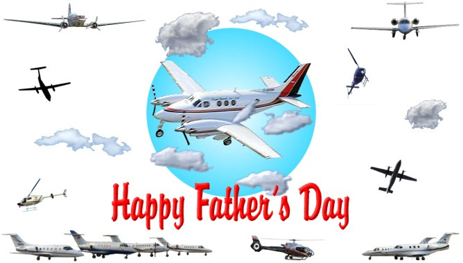 Fathers Day airplanes half fold card image