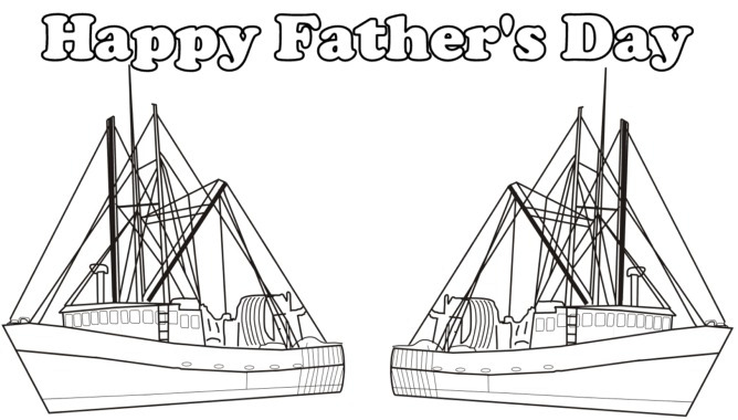 Fathers Day ship coloring half fold card image