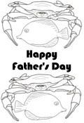 Happy Fathers Day crab and fish coloring