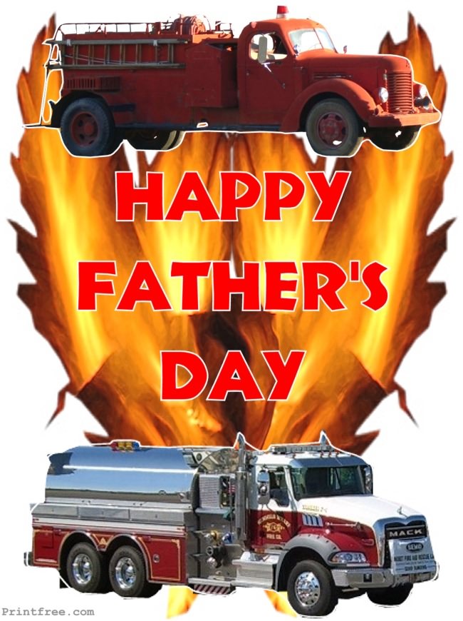 Happy Fathers Day fire trucks decoration