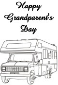 Grandma and Granpa camper truck coloring image preview