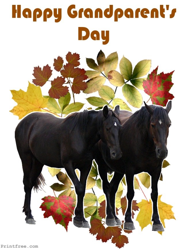Happy Grandparents Day decoration horse scene