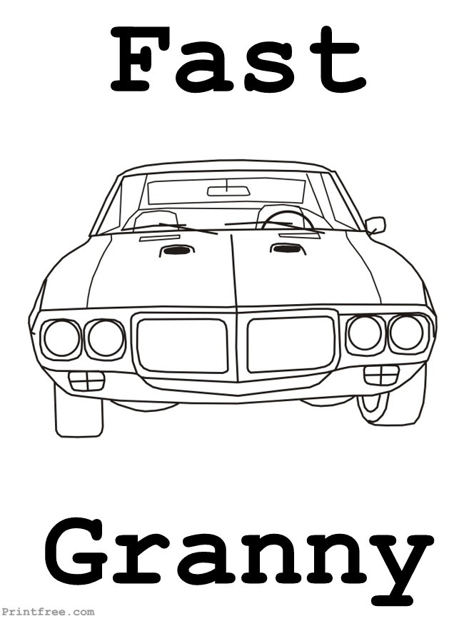 Granny fast car coloring decoration