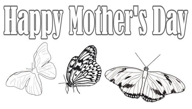 Happy Mothers Day butterflies coloring