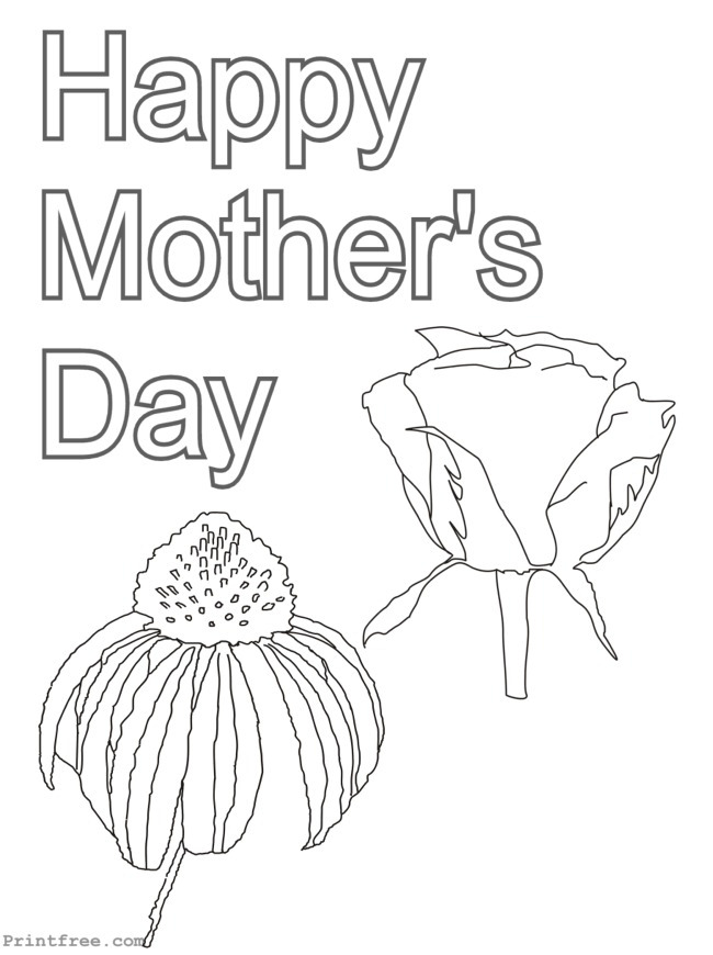 Happy Mothers Day flowers coloring decoration