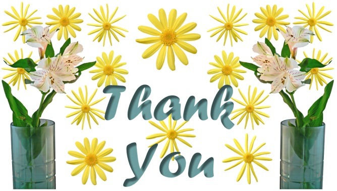 mixed flowers thank you half fold