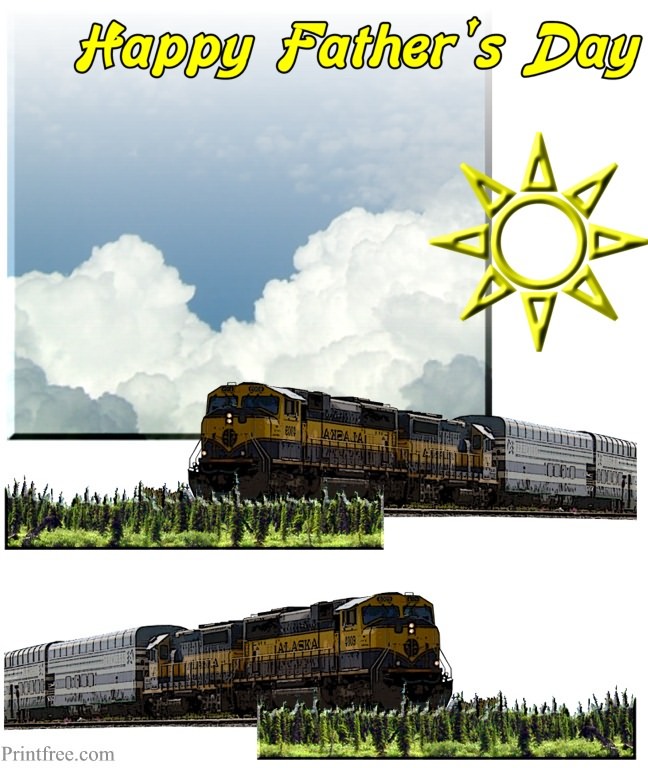 Fathers Day Print Train themed