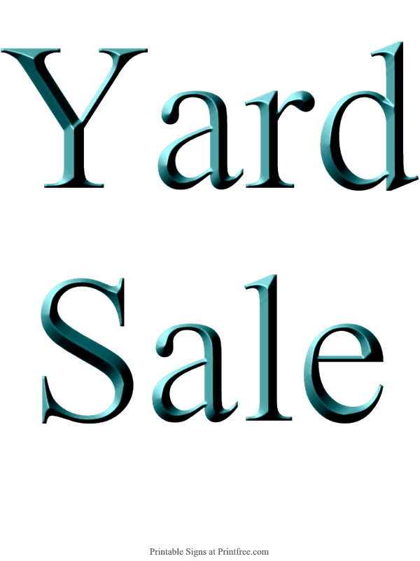 Yard Sale sign, Blue - Printfree.com