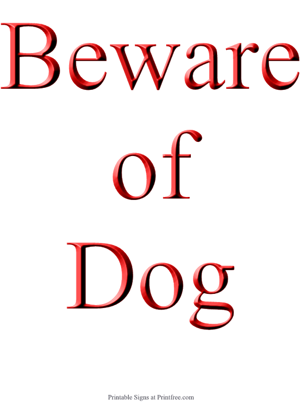 Red "Beware of Dog" sign image